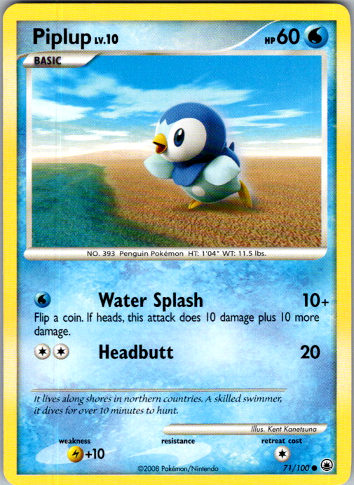 Piplup 71/100 Majestic Dawn English Pokémon card