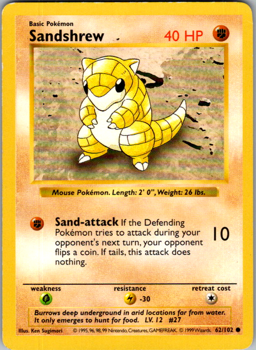 Sandshrew 62/102 Base Set English