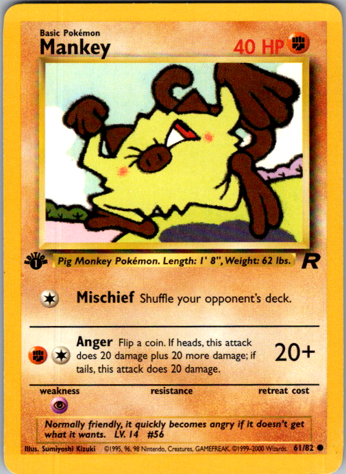 Mankey 61/82 Team Rocket English 1st Edition
