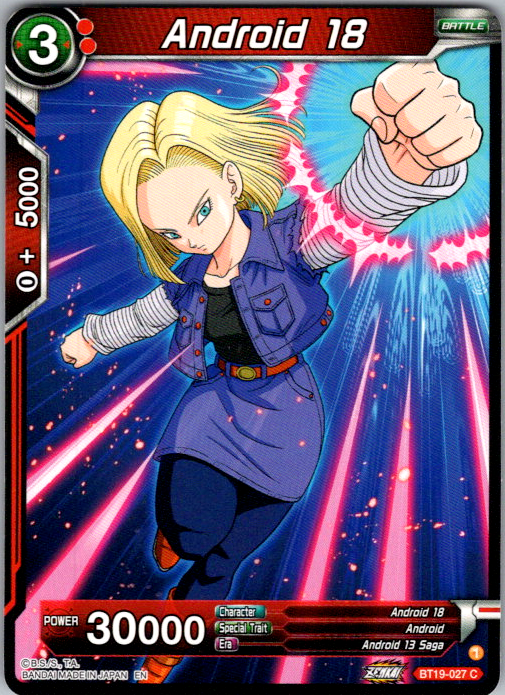 Android 18 BT19-027 Fighter's Ambition Dragon Ball Super card