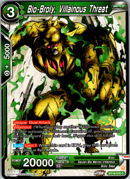 Bio-Broly, Villainous Threat BT19-076 Fighter's Ambition Dragon Ball Super card