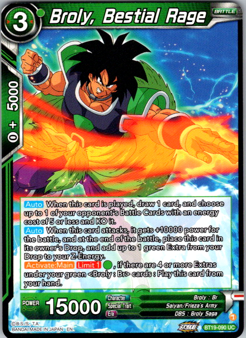 Broly, Bestial Rage BT19-090 Fighter's Ambition Dragon Ball Super card