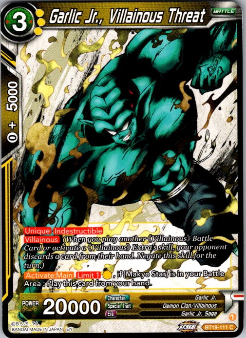 Garlic Jr., Villainous Threat BT19-111 Fighter's Ambition Dragon Ball Super card