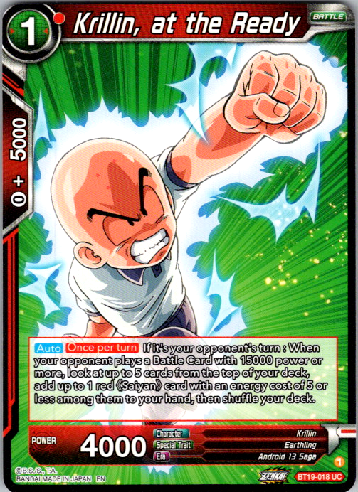 Krillin, at the Ready BT19-018 Fighter's Ambition Dragon Ball Super card