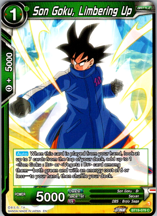 Son Goku, Limbering Up BT19-079 Fighter's Ambition Dragon Ball Super card