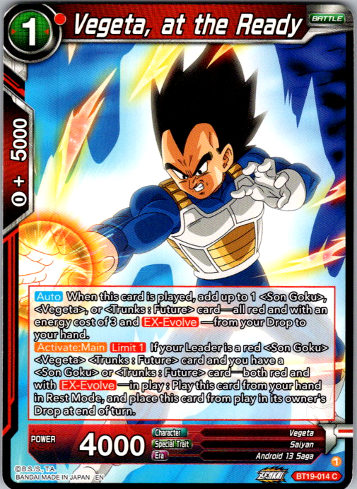 Vegeta, at the Ready BT19-014 Fighter's Ambition Dragon Ball Super card