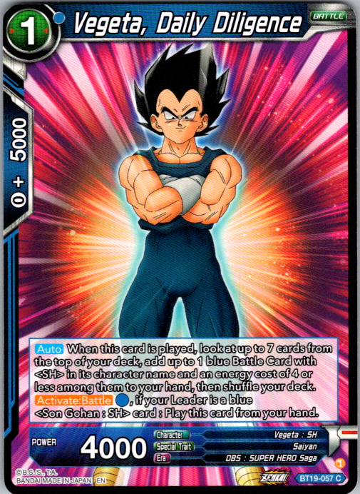 Vegeta, Daily Diligence BT19-057 Fighter's Ambition Dragon Ball Super card