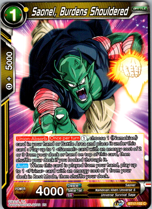 Saonel, Burdens Shouldered BT17-102 Dragon Ball Super Ultimate Squad