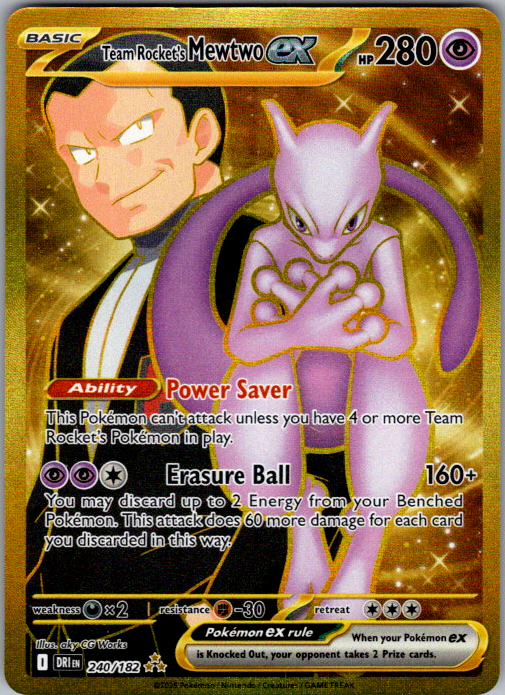 Team Rocket's Mewtwo ex #240/182 | Destined Rivals | English — scanned card front