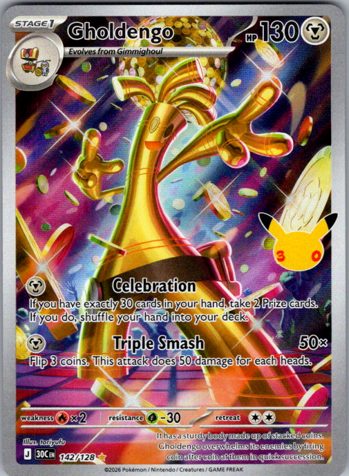 Gholdengo #142/128 | 30th Celebration | English — scanned card front
