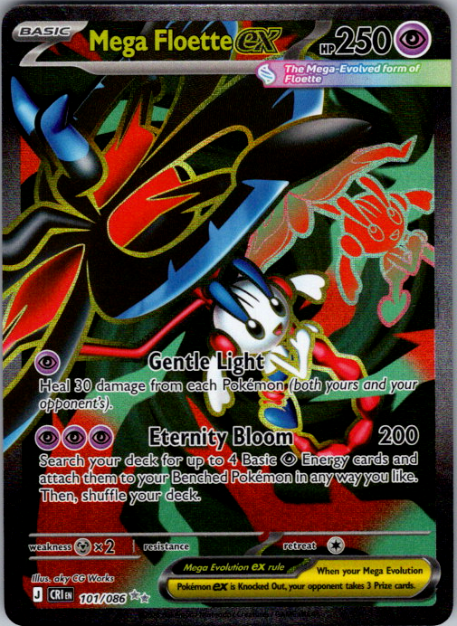 Mega Floette ex #101/086 | Chaos Rising | English — scanned card front
