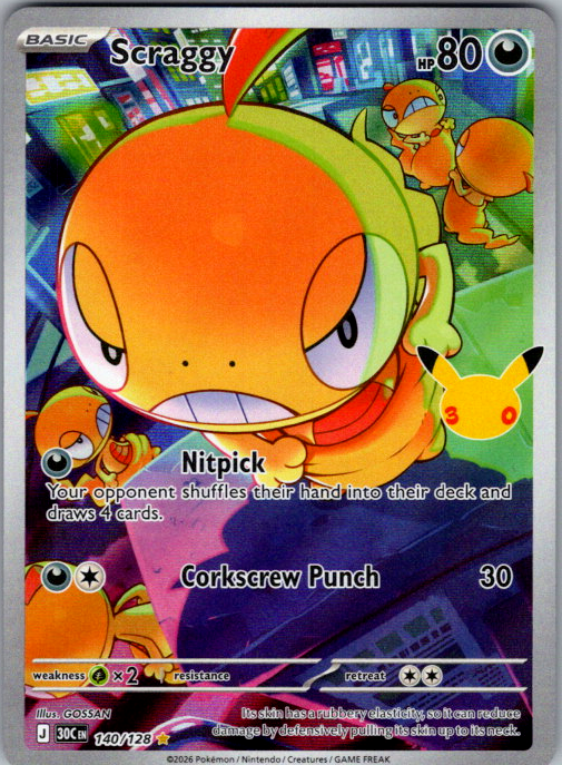 Scraggy #140/128 | 30th Celebration | English — scanned card front
