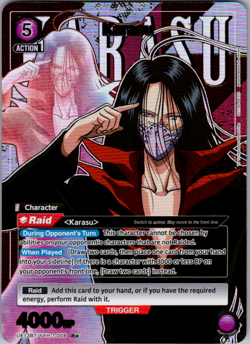 Karasu 008 R star Yu Yu Hakusho Ghost Files Union Arena card