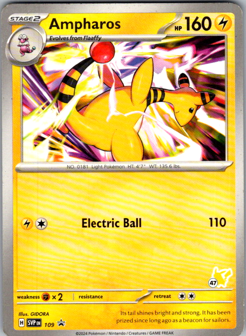 Ampharos SVP 109 Pikachu stamp 47 Pokemon card