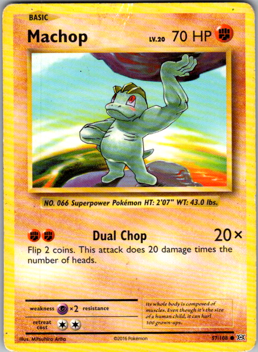 Machop 57/108 Evolutions reverse holo Pokemon card