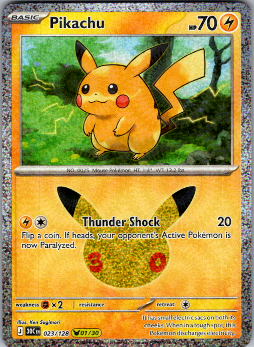 Pikachu 023/128 30th Celebration Pokemon card