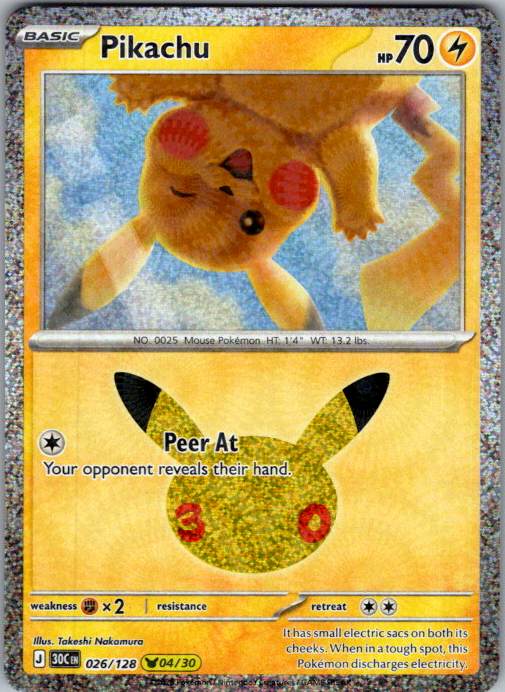 Pikachu 026/128 30th Celebration Pokemon card