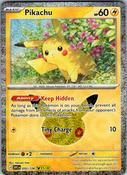 Pikachu 033/128 30th Celebration Pokemon card