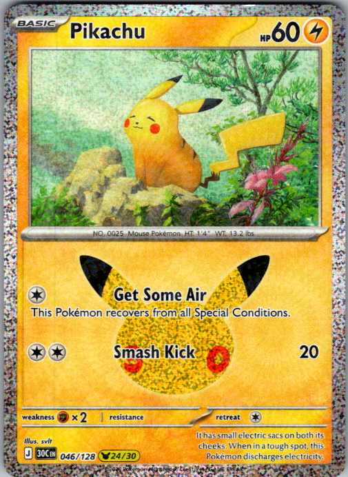 Pikachu 046/128 30th Celebration Pokemon card