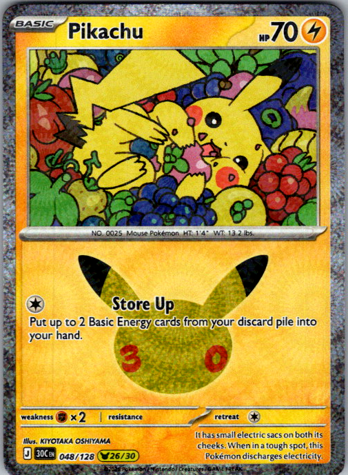 Pikachu 048/128 30th Celebration Pokemon card