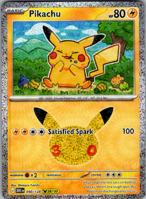 Pikachu 050/128 30th Celebration Pokemon card