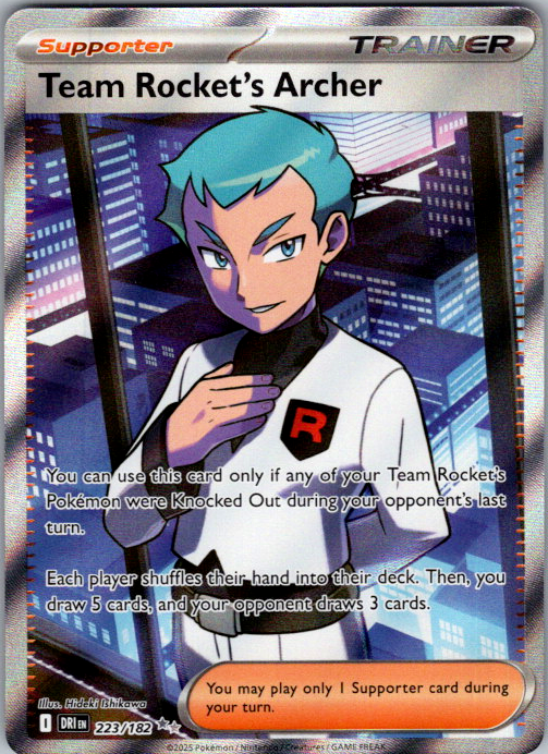 Team Rocket's Archer 223/182 Destined Rivals Pokemon card copy 2