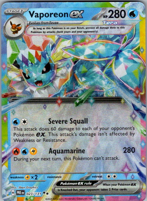 Vaporeon ex 023/131 Prismatic Evolutions Pokemon card
