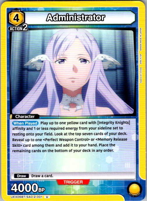 Administrator #001 Sword Art Online Vol.2 Union Arena card