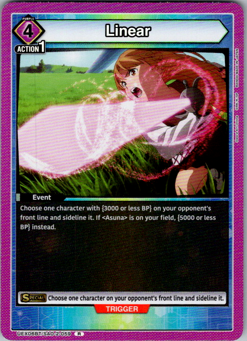 Linear #059 Sword Art Online Vol.2 Union Arena card