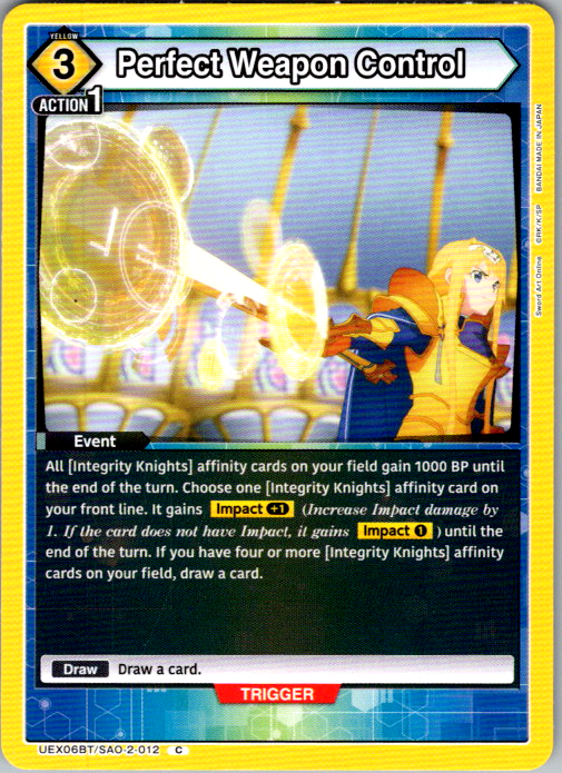 Perfect Weapon Control #012 Sword Art Online Vol.2 Union Arena card