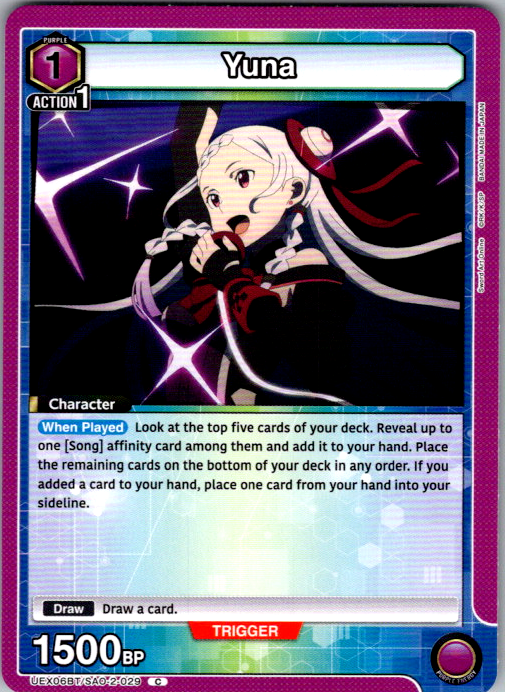 Yuna #029 Sword Art Online Vol.2 Union Arena card